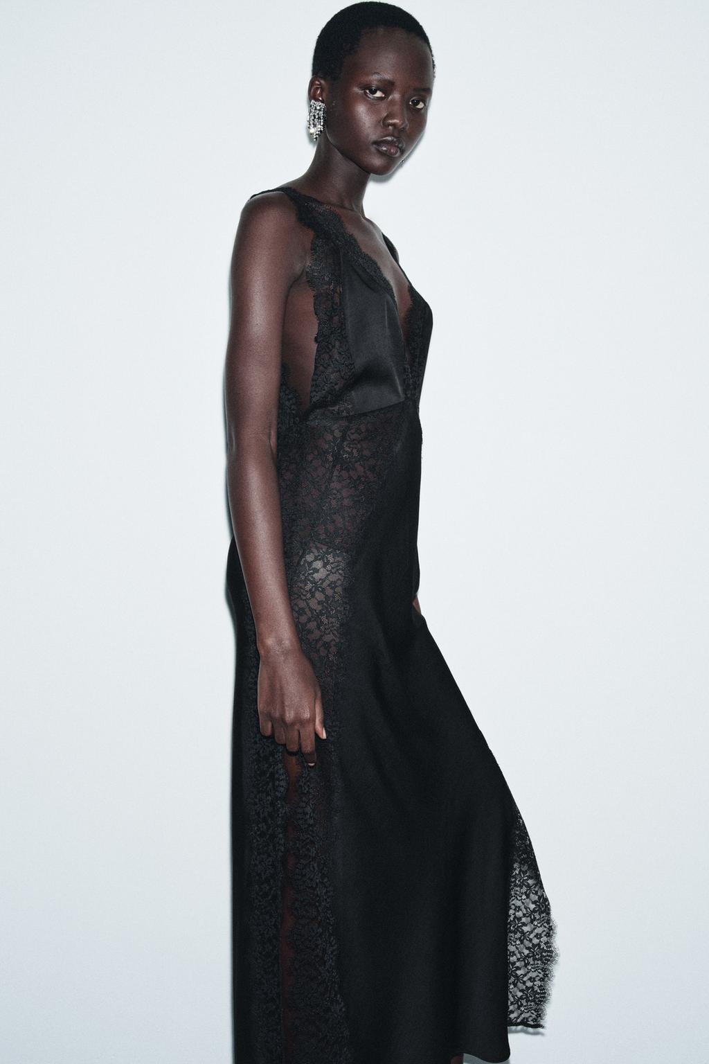 АТЛАСНОЕ ПЛАТЬЕ С КРУЖЕВОМ — ZW COLLECTION LIMITED EDITION