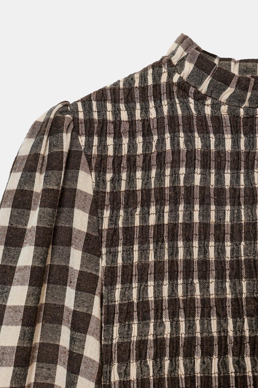 РУБАШКА В КЛЕТКУ С ЭЛАСТИЧНОЙ ОТДЕЛКОЙ