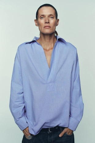 Рубашка оверсайз оксфорд- Заказать в России