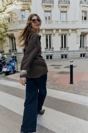 Рубашка в полоску с пряжками- Заказать в России