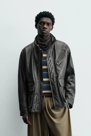 Кожаная куртка с карманами LIMITED EDITION- Заказать в России