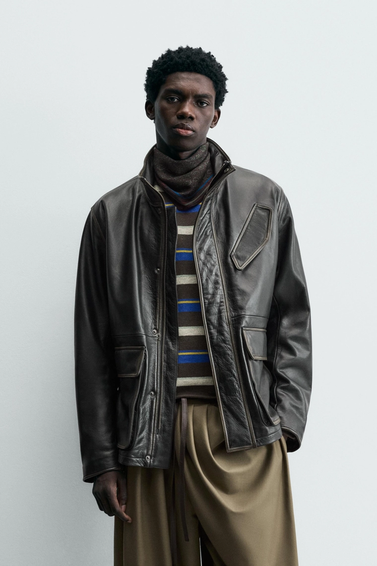 Кожаная куртка limited edition с карманами