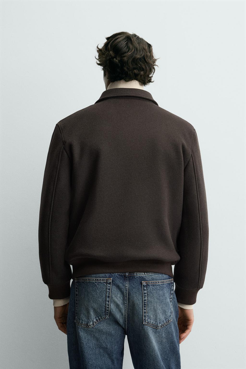 КУРТКА ИЗ СМЕСОВОЙ ШЕРСТИ С КОМБИНИРОВАННЫМ ВОРОТНИКОМ