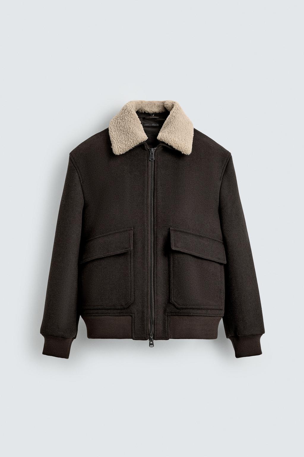 КУРТКА ИЗ СМЕСОВОЙ ШЕРСТИ С КОМБИНИРОВАННЫМ ВОРОТНИКОМ