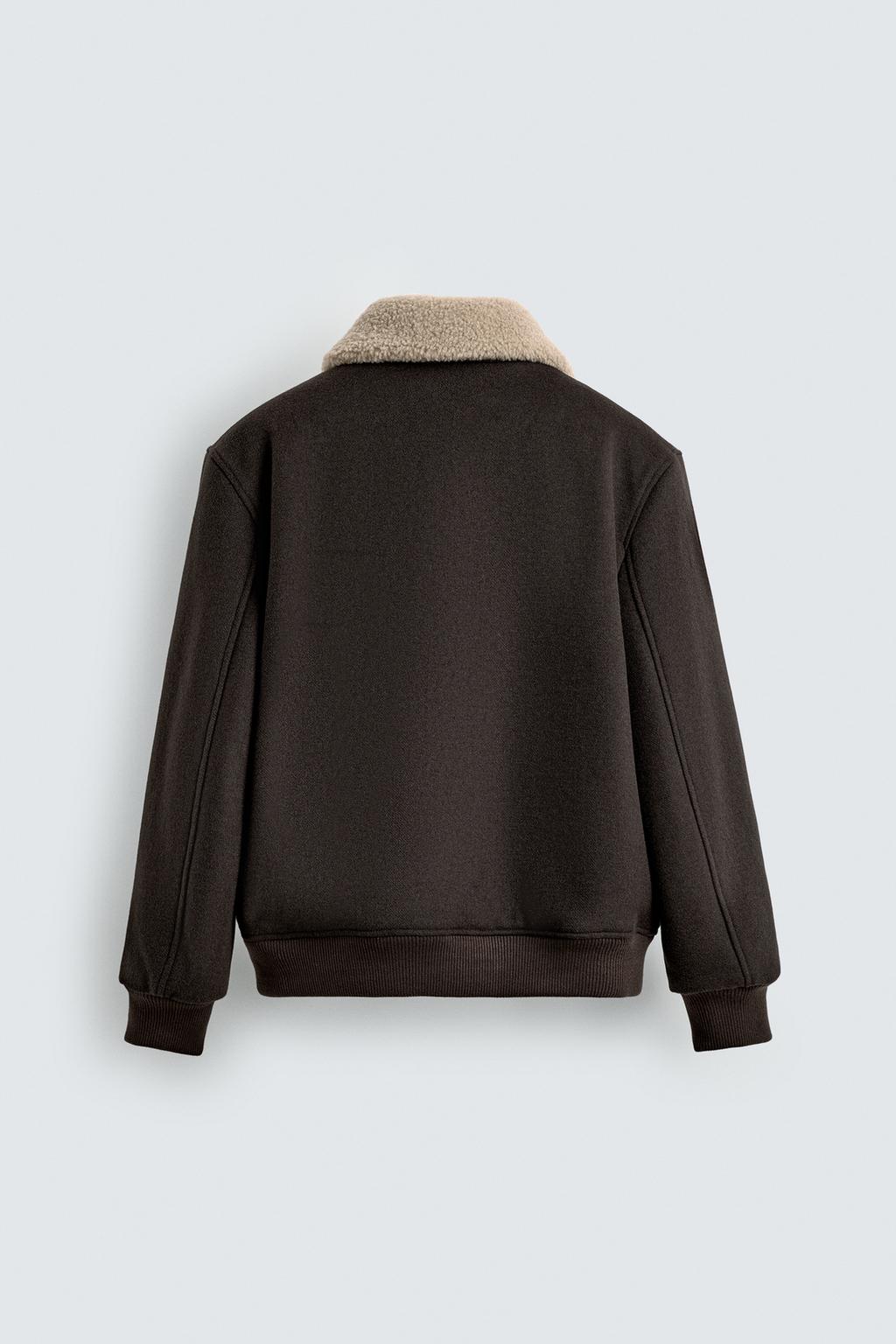 КУРТКА ИЗ СМЕСОВОЙ ШЕРСТИ С КОМБИНИРОВАННЫМ ВОРОТНИКОМ