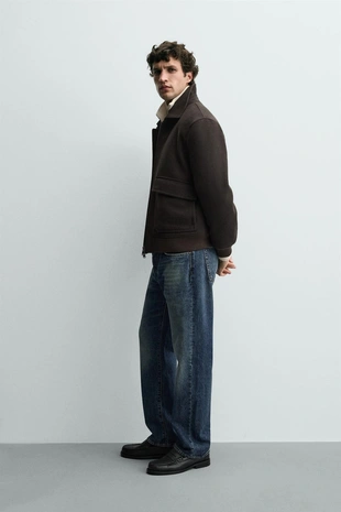 Куртка из смесовой шерсти с комбинированным воротником- Заказать в России