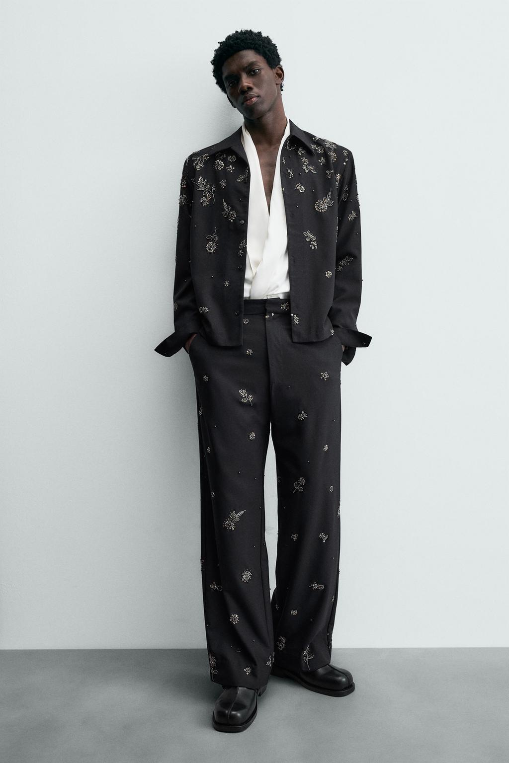 Брюки свободного кроя с пайетками limited edition