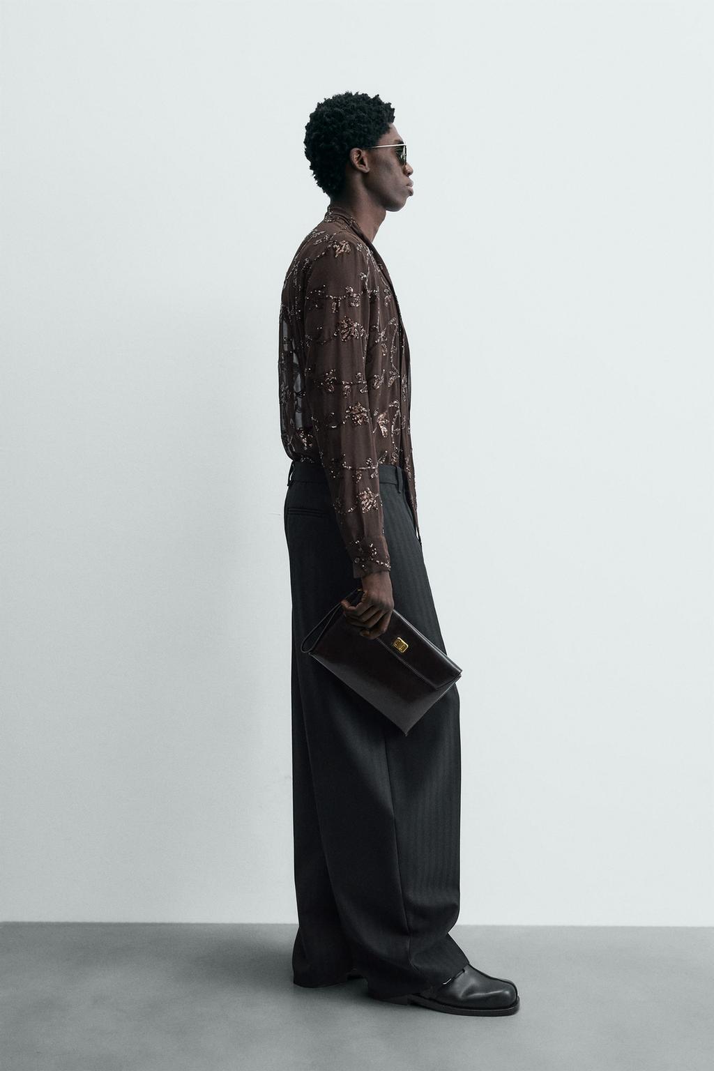 Рубашка из ограниченной коллекции с пайетками и полупрозрачными вставками