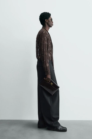 Рубашка из ограниченной коллекции с пайетками и полупрозрачными вставками- Заказать в России