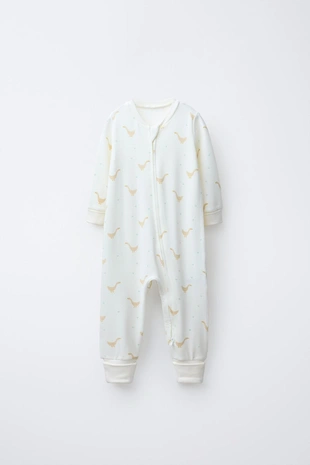 Теплый комбинезон с узором «гуси» и регулируемыми штанинами- Заказать в России