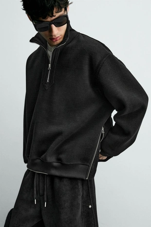 Толстовка вельветовая с молнией и воротником- Заказать в России