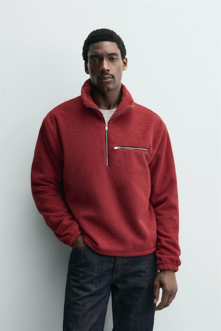 Свитшот с квартальной молнией из флиса