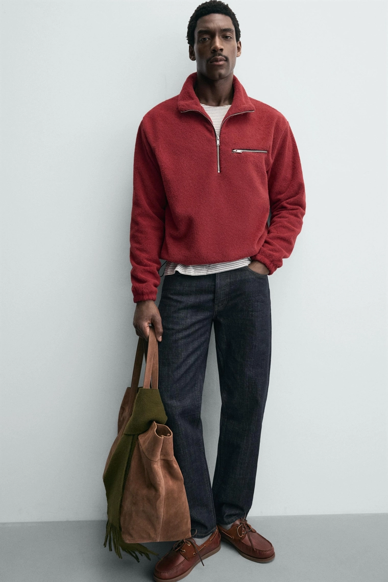 Свитшот с квартальной молнией из флиса