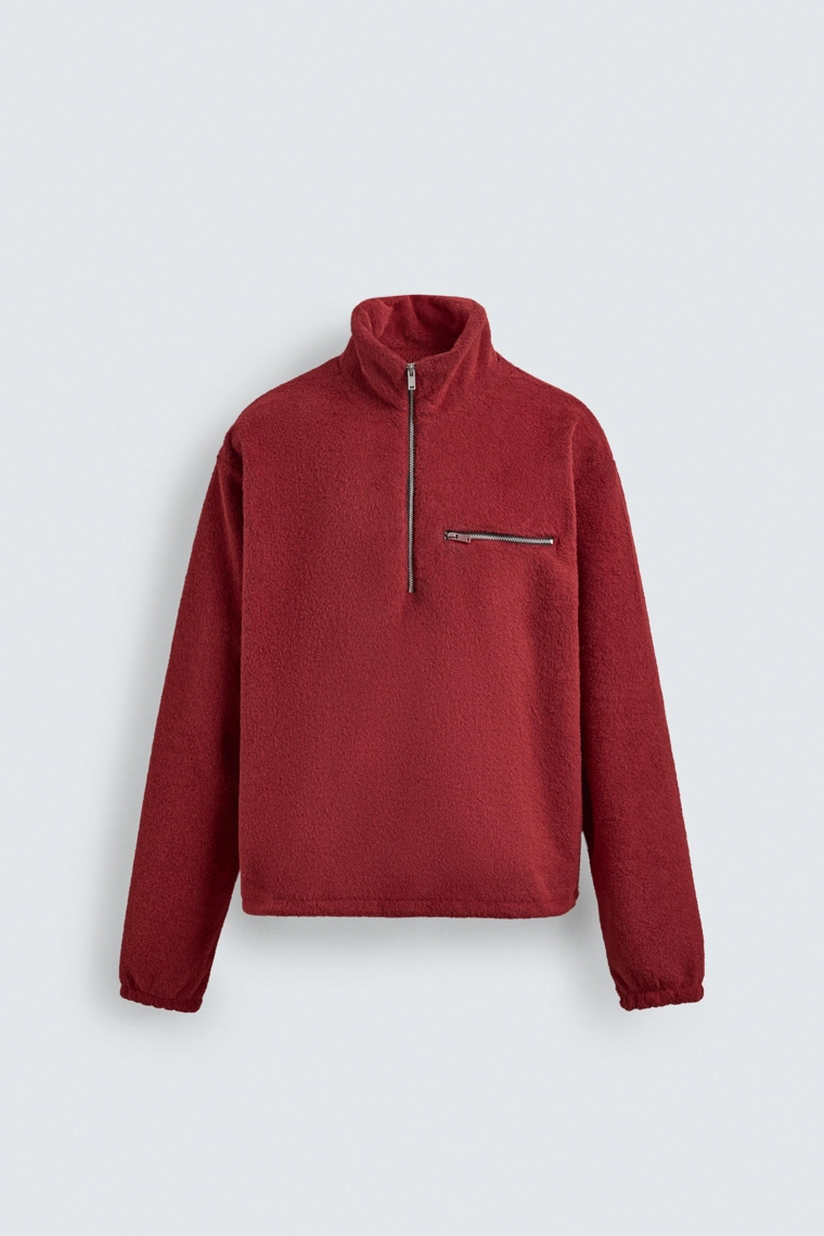 Свитшот с квартальной молнией из флиса