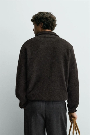 Толстовка из искусственной овчины с воротником на молнии- Заказать в России