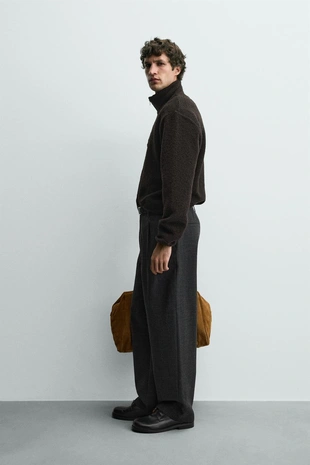 Толстовка из искусственной овчины с воротником на молнии- Заказать в России