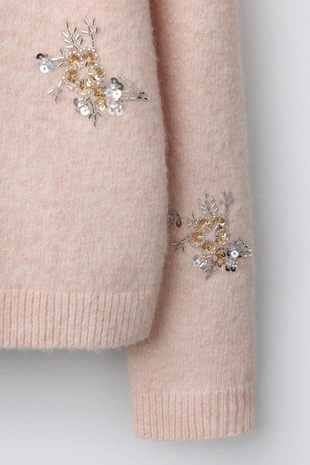 Кардиган с цветочными бусинами- Заказать в России