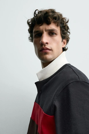 Поло в контрастную полоску- Заказать в России