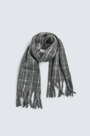 Шарф из начесанной ткани в клетку- Заказать в России