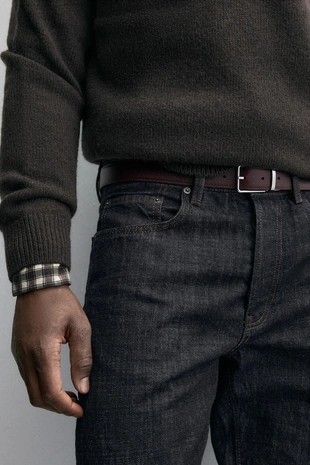 Black | 6907/400/800 - Zara Двусторонний кожаный ремень