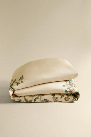 Покрывало из хлопкового сатина с цветочным принтом- Заказать в России