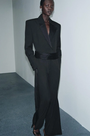 Купить Zara Комбинезон со смокингом и поясом — ZW COLLECTION LIMITED EDITION