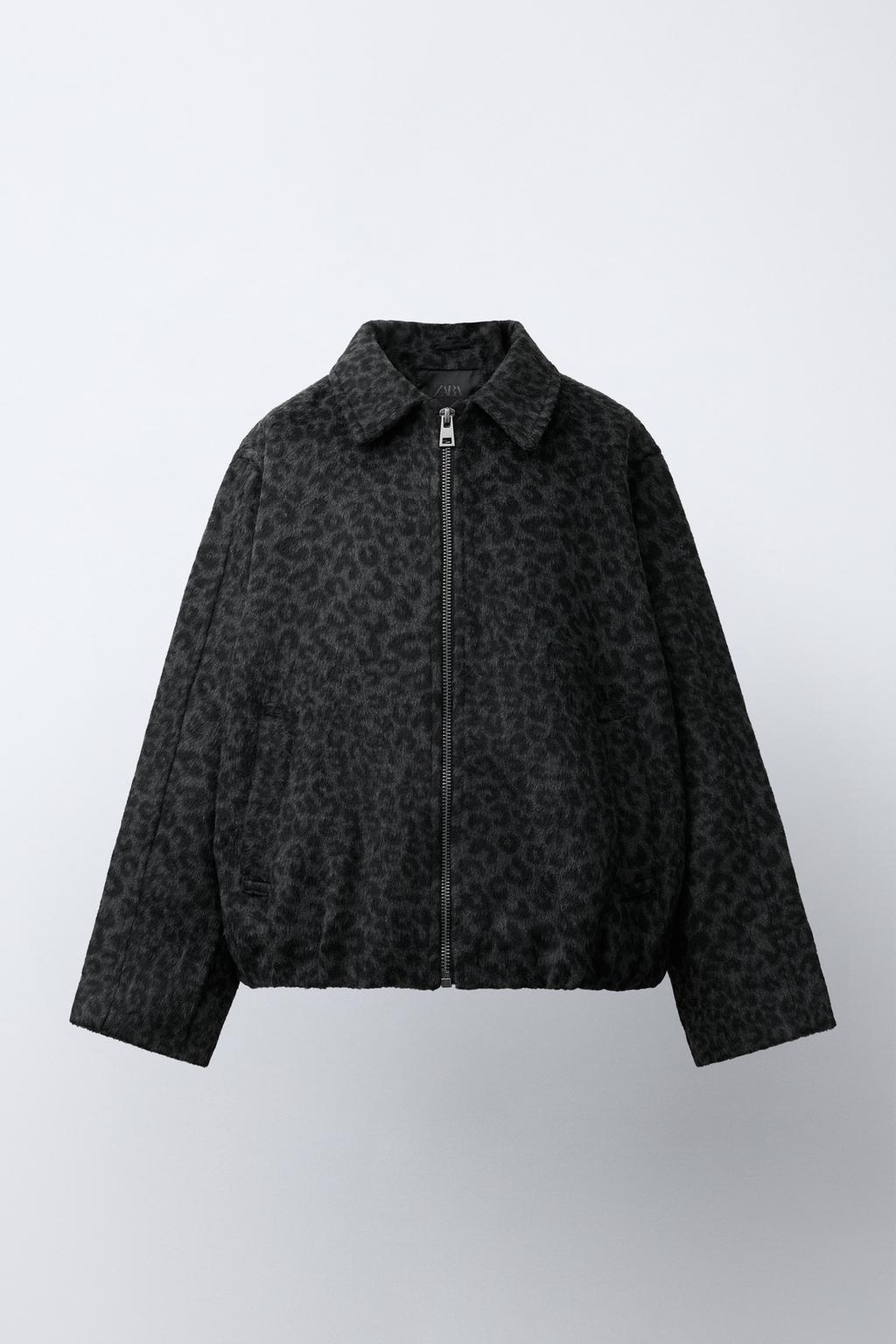 КУРТКА ИЗ СИНТЕТИЧЕСКОЙ ШЕРСТИ С АНИМАЛИСТИЧЕСКИМ ПРИНТОМ