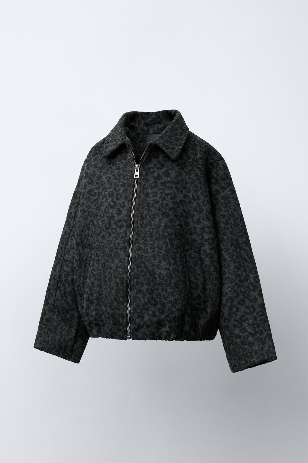 КУРТКА ИЗ СИНТЕТИЧЕСКОЙ ШЕРСТИ С АНИМАЛИСТИЧЕСКИМ ПРИНТОМ