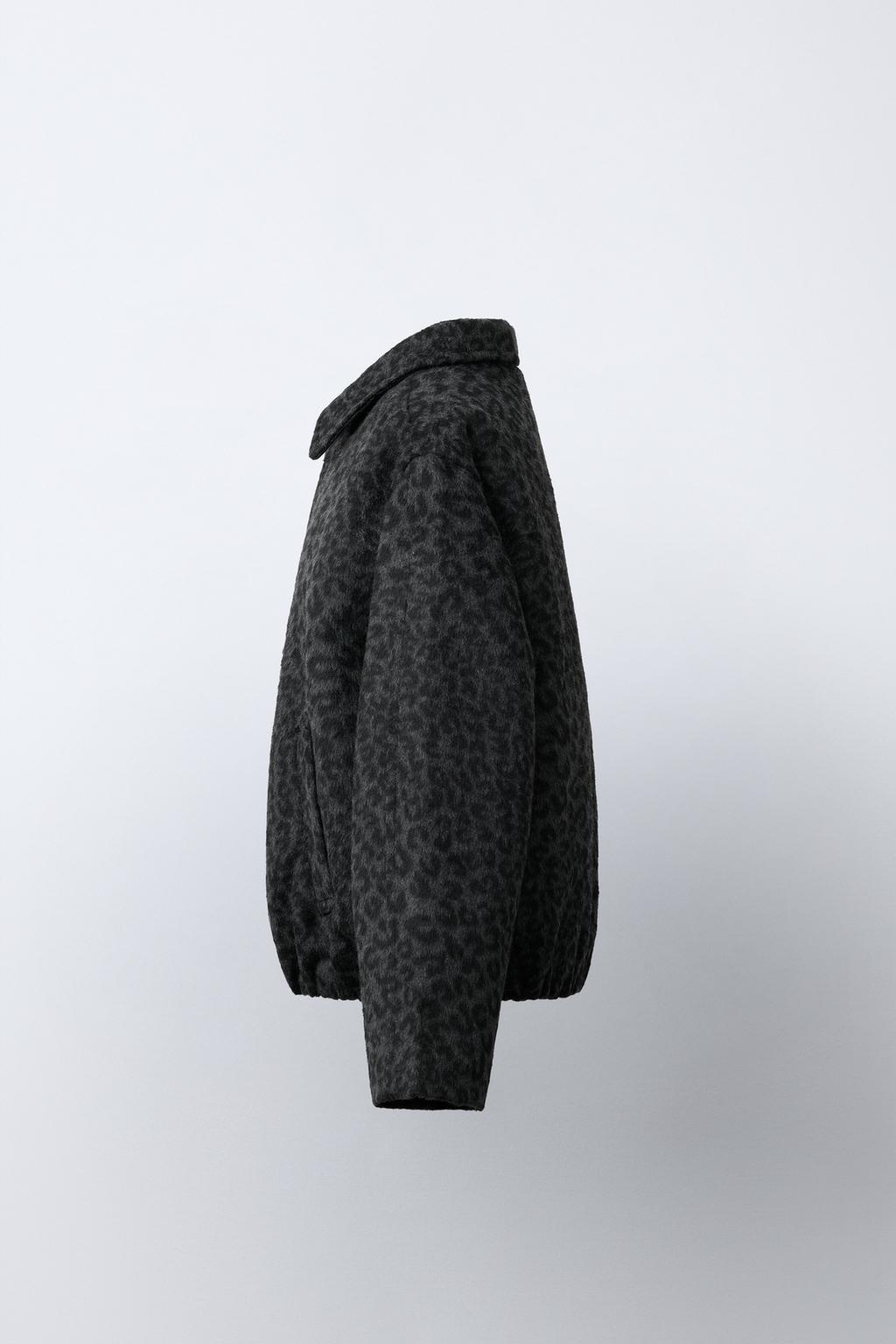 КУРТКА ИЗ СИНТЕТИЧЕСКОЙ ШЕРСТИ С АНИМАЛИСТИЧЕСКИМ ПРИНТОМ