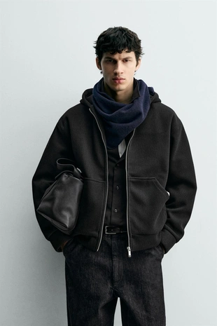 Толстовка с капюшоном и молнией в рубчик- Заказать в России