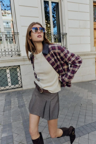 Купить Zara Юбка-шорты со складками и ремнем