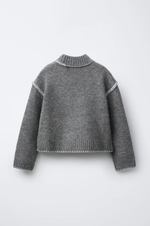 Джерси вязаный с контрастной вышивкой- Заказать в России