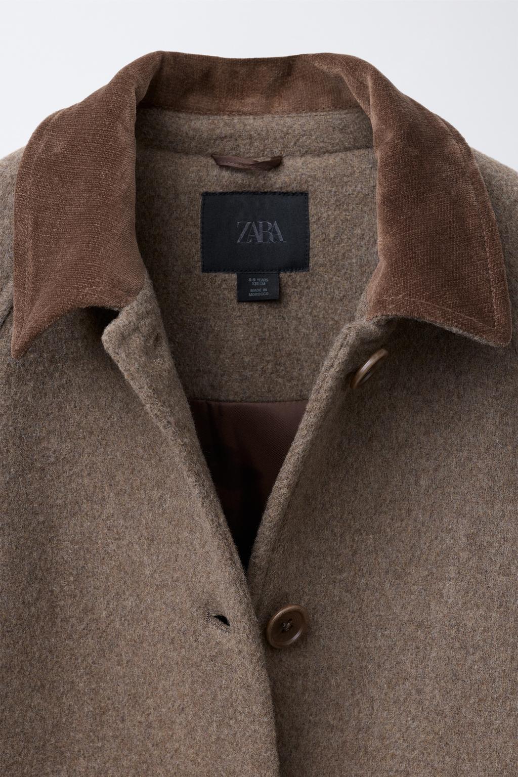 ПАЛЬТО ИЗ КОНТРАСТНОГО ВЕЛЬВЕТА С ШЕРСТЬЮ