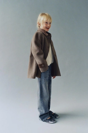 Пальто из контрастного вельвета с шерстью- Заказать в России