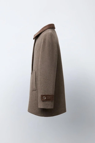 Пальто из контрастного вельвета с шерстью- Заказать в России