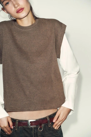 Купить Zara Футболка с контрастным жилетом