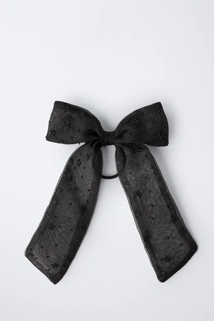 Ободок-заколка с атласным бантом и бисером- Заказать в России