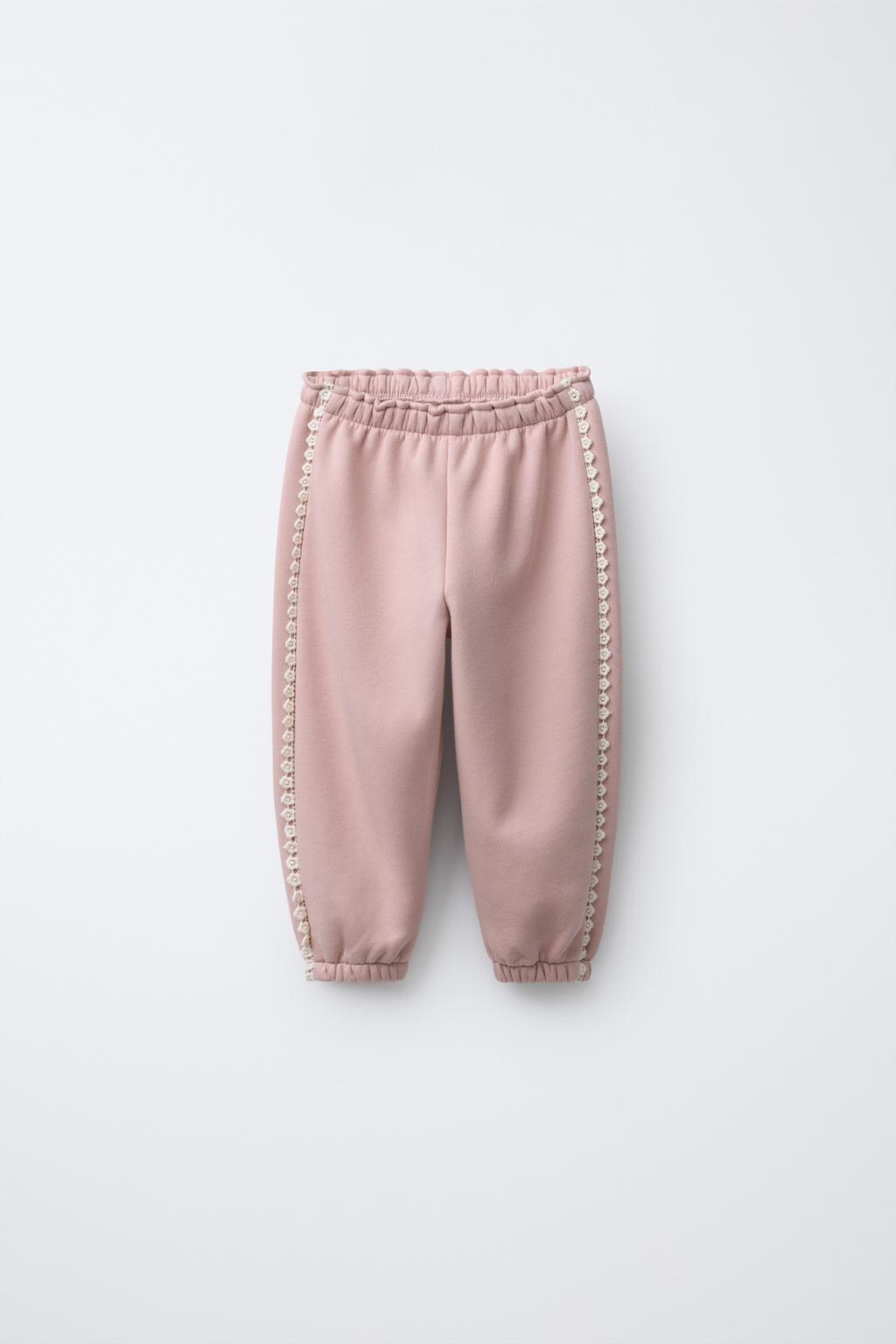 БРЮКИ-ДЖОГГЕРЫ С ЦВЕТОЧНЫМ КРУЖЕВОМ