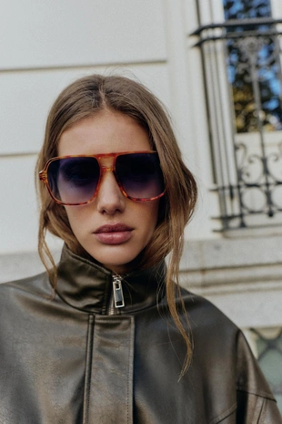 Бомбер из искусственной кожи с воротником-стойкой- Заказать в России