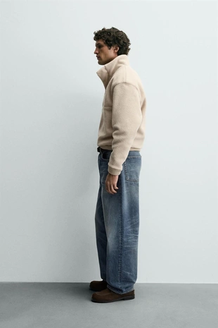 Комбинированная толстовка из искусственной овчины- Заказать в России