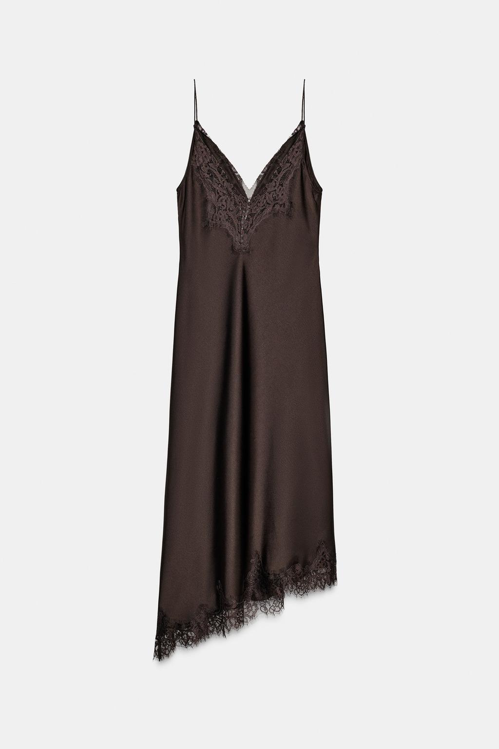 АТЛАСНОЕ ПЛАТЬЕ С КРУЖЕВОМ — ZW COLLECTION