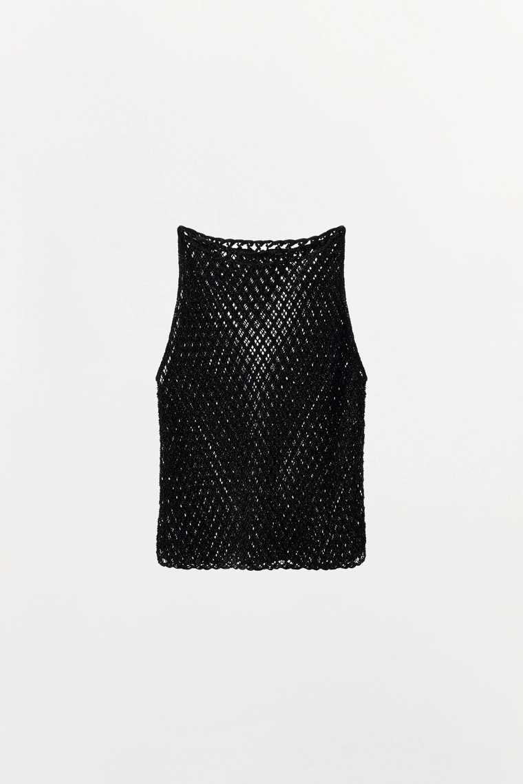 Топ из текстурированного кружева с бисером