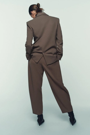 camel | 9887/676/707 - Zara Двубортный блейзер с подплечниками