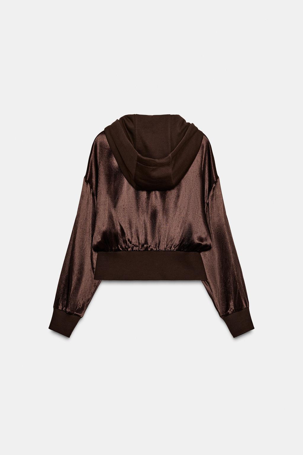 КОМБИНИРОВАННАЯ АТЛАСНАЯ РУБАШКА С КАПЮШОНОМ