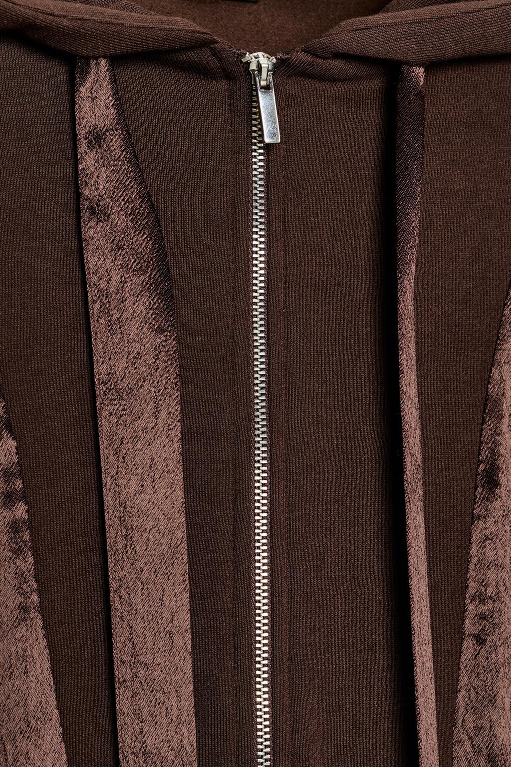 КОМБИНИРОВАННАЯ АТЛАСНАЯ РУБАШКА С КАПЮШОНОМ