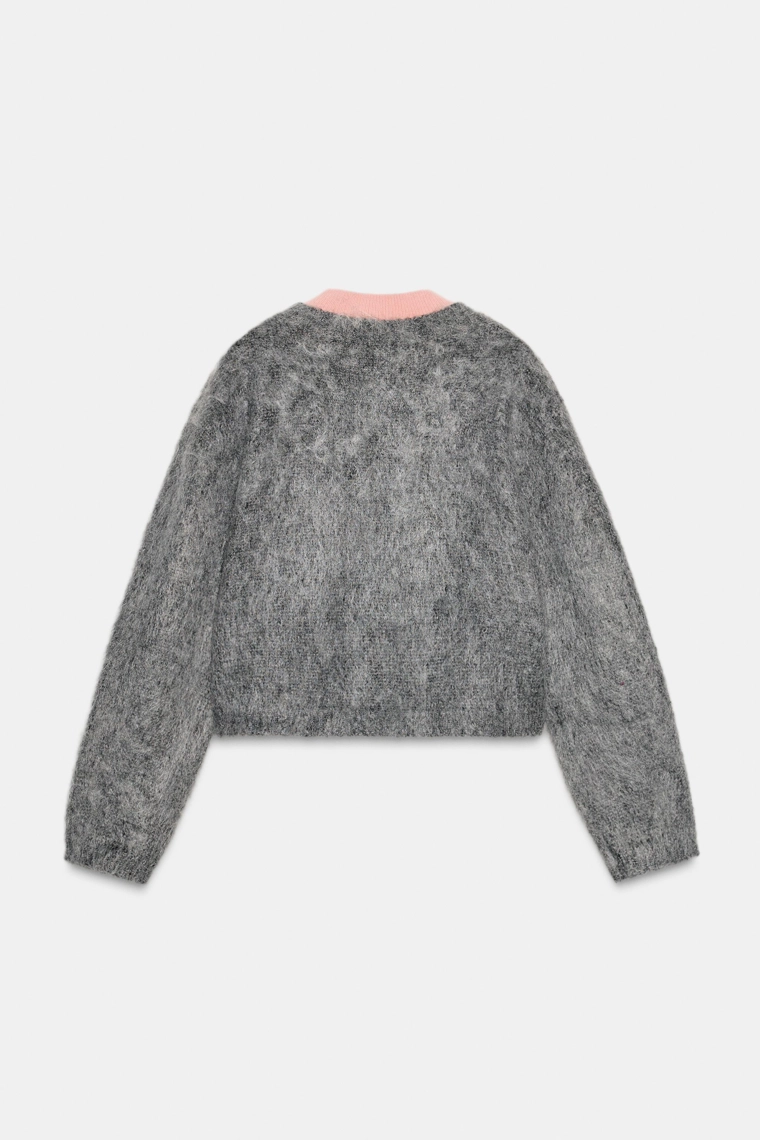 Кардиган из вязаного полотна в клетку