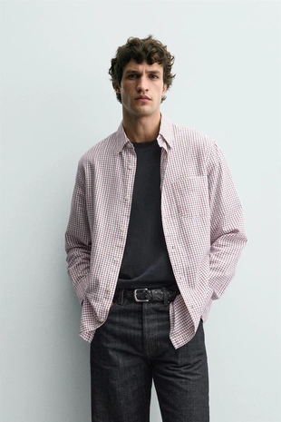 Рубашка в клетку с карманом- Заказать в России