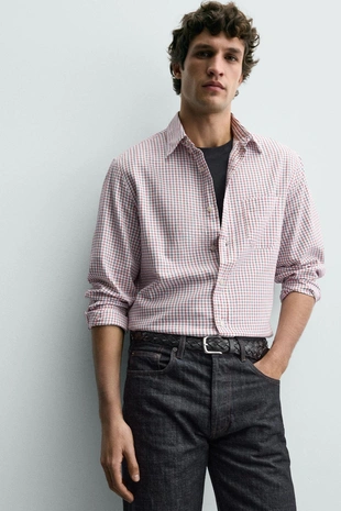 Рубашка в клетку с карманом- Заказать в России