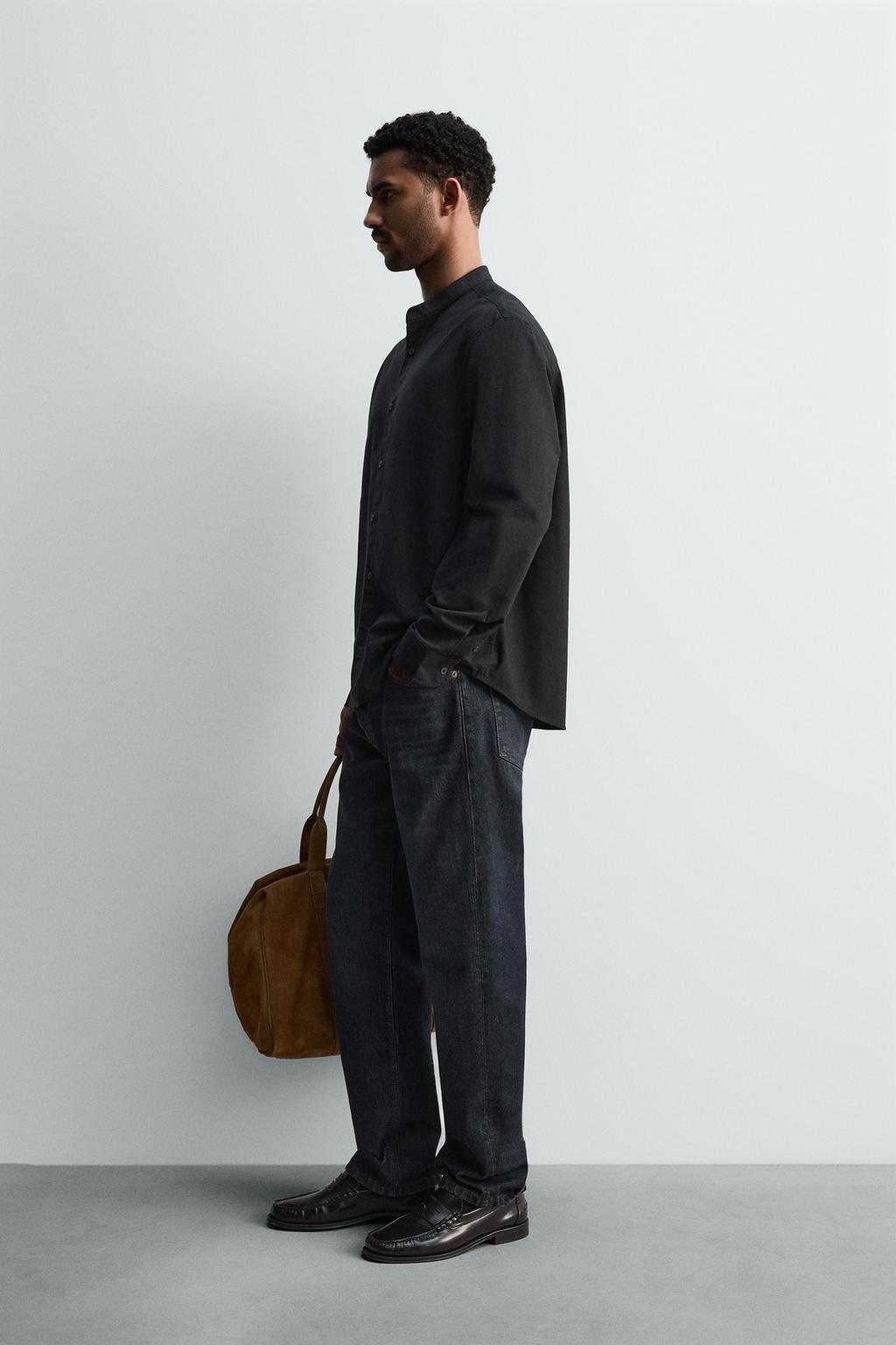 РУБАШКА ОКСФОРД С ВОРОТНИКОМ-СТОЙКОЙ