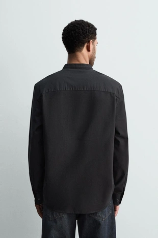 Рубашка оксфорд с воротником-стойкой